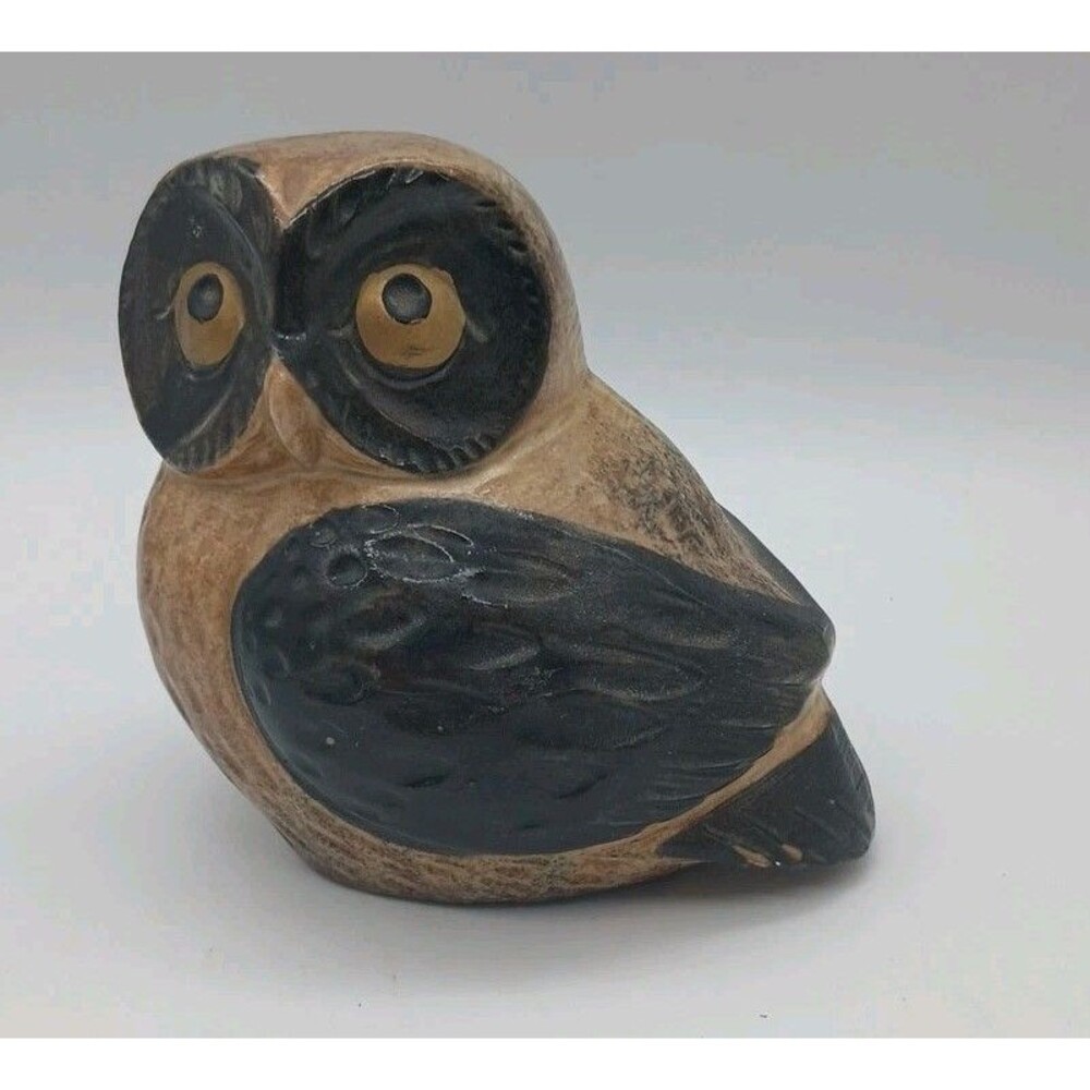 Otagiri Mercantile Co Japanese Pottery Stoneware Owl Brown 4 1/2"